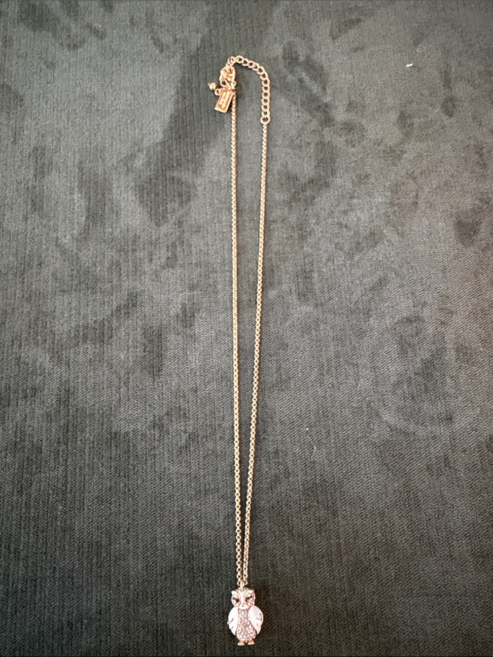 Kate Spade Gold Owl Charm Necklace with Crystal Accents